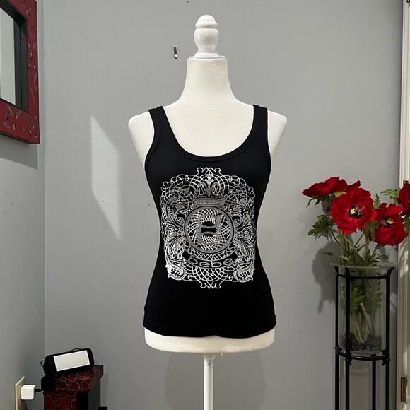 NEW Bebe Y2K Ribbed Bling Rhinestone Graphic Scoop Neck Tank Top S NWOT - Picture 12 of 12